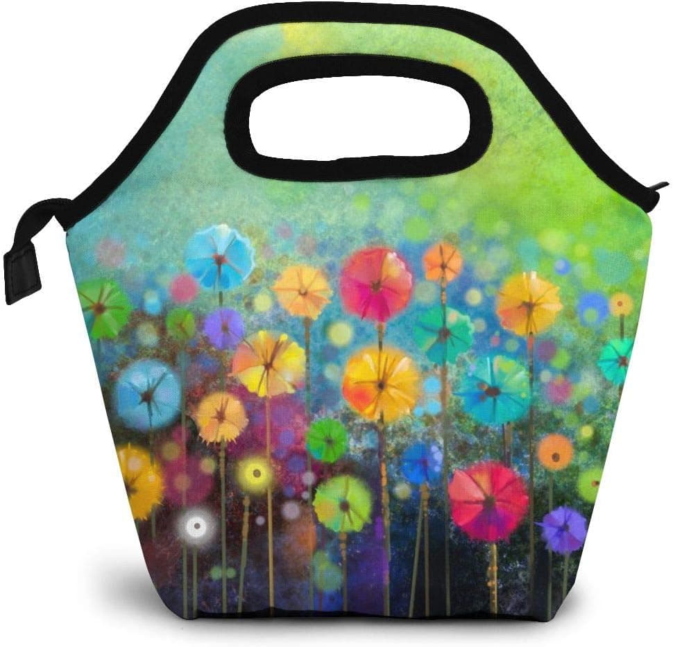 Reusable Lunch Bag, Watercolor Painting Lunch Bag Picnic Office Outdoor Thermal Carrying Gourmet Lunchbox Small Flower Floral Lunch Tote Container Tote Cooler Warm Pouch For Men,Women