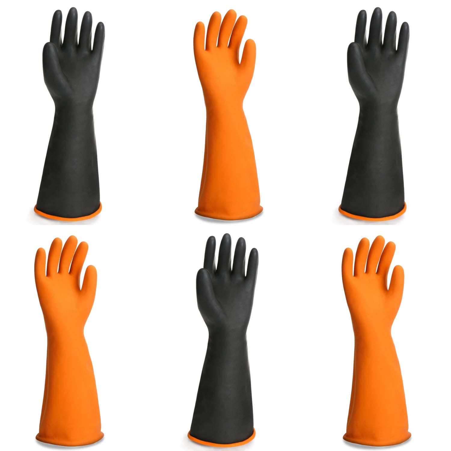 ENPOINT Black Latex Gloves, 3 Pairs 18” Heavy Duty Laboratory Chemical Gloves for Long-lasting Chemical Protection Strong Acid Alkali Resist, Cleaning Dishwashing Long Work Gloves, Extra Large