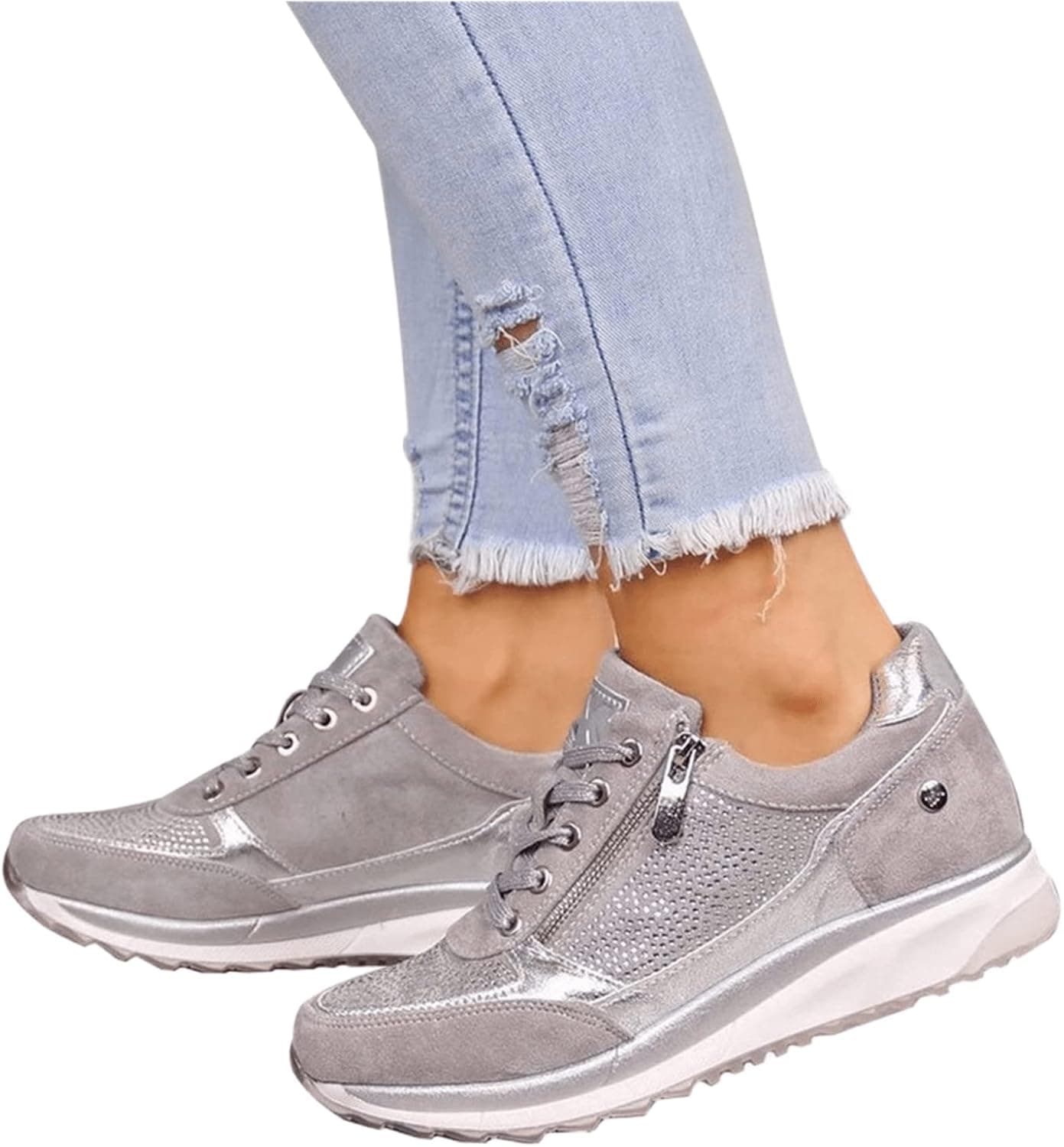 Lausiuoe Platform Shoes For Women Sneakers Lightweight Non-Slip Casual Fashion Soft Comfort Breathable Walking Shoes