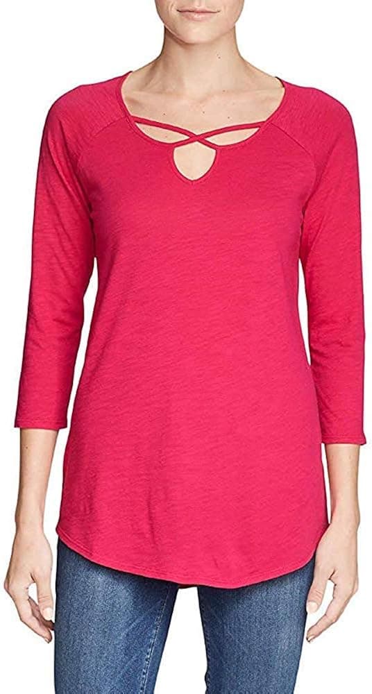 Eddie Bauer Women's Gate Check 3/4-Sleeve Cross-Front Tunic