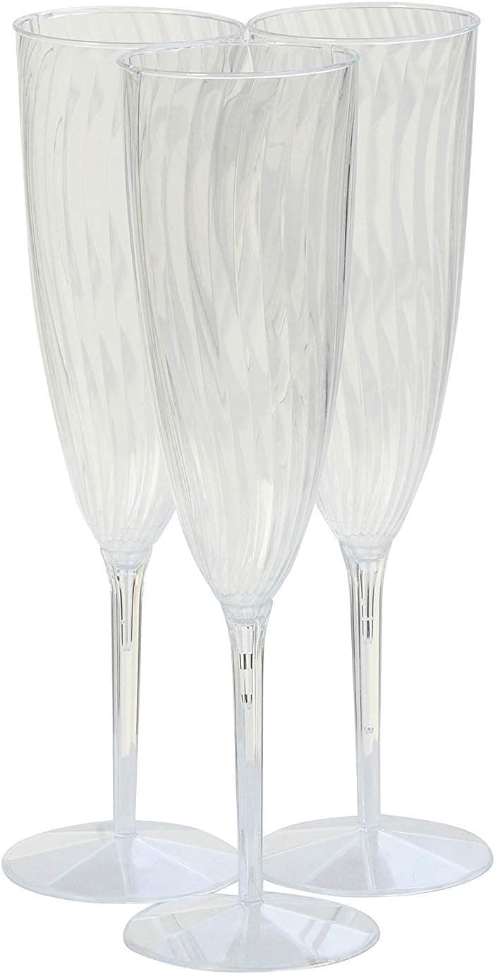 30 Piece Plastic Champagne Glasses, Disposable Wine/Cocktail/Mimosa Flutes, Unbreakable - Glasses For New Years, Weddings, Parties, Supplies