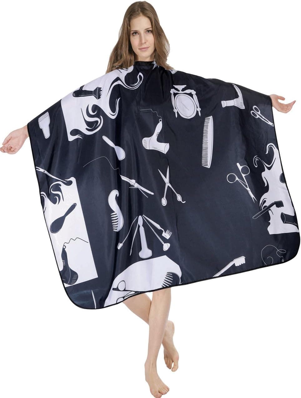 XMW Vintage Barber Cape with Snaps, Black