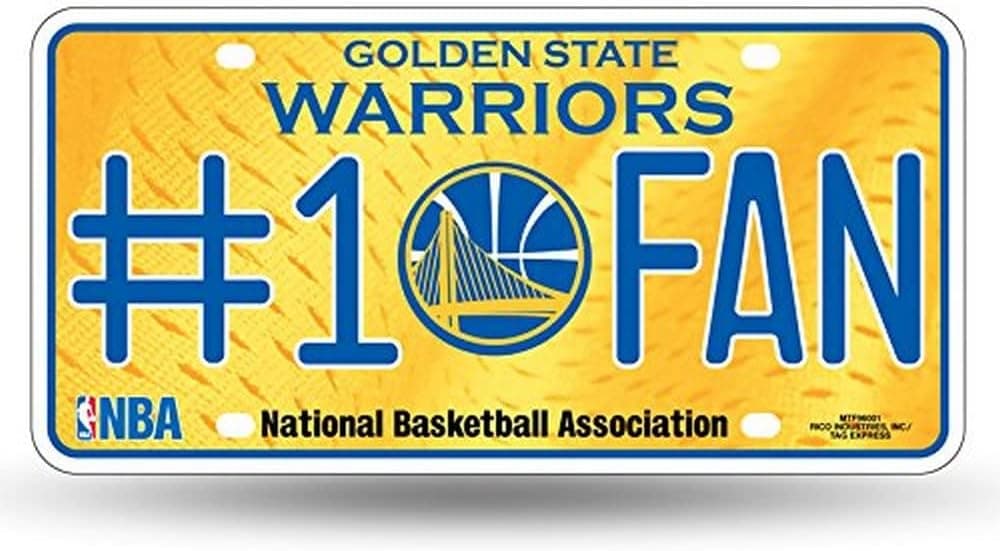 Rico Industries NBA Golden State Warriors #1 Fan Metal License Plate Tag, 6 x 11.5-"