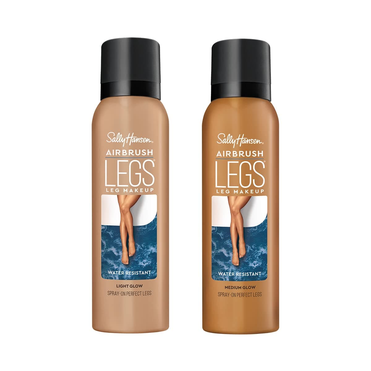 Sally Hansen Airbrush Legs, Leg Spray-On Makeup, Light Glow/Medium Glow, 4.4 Oz, Pack of 2
