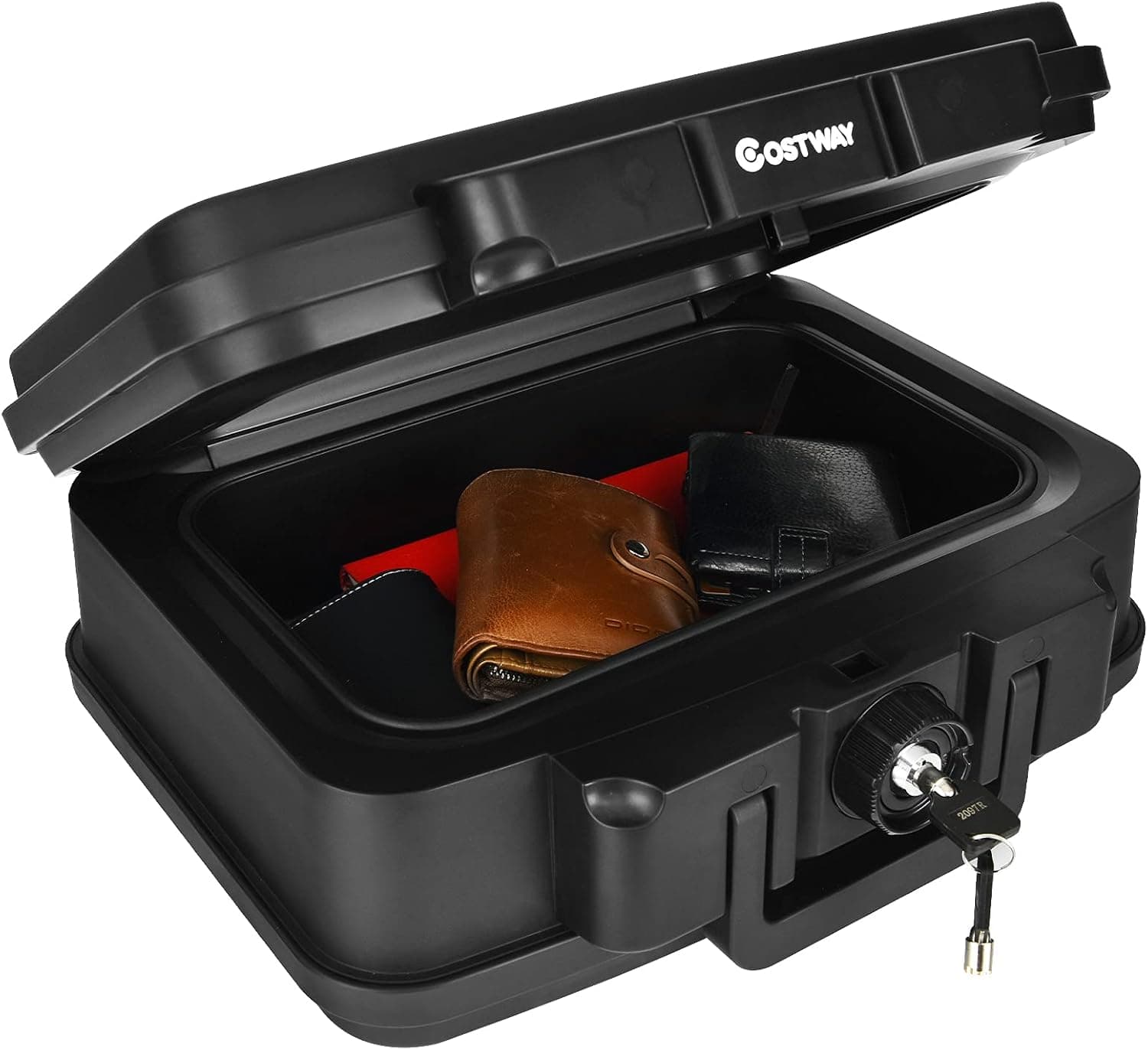COSTWAY Fireproof Box, 0.17 Cubic Feet Space-saving Design, 30 Minutes Fire Safe Lock Box with Key Lock, Carrying Handle, Portable Waterproof File Organizer for Documents, Money