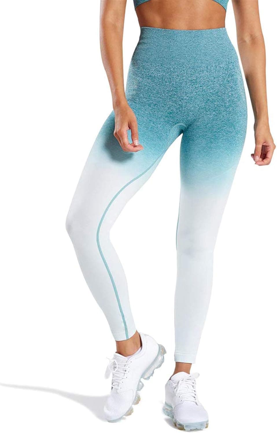 SEASUM Women's High Waist Ombre Seamless Gym Leggings Stretch Yoga Pants Running Workout Tummy Control Tights