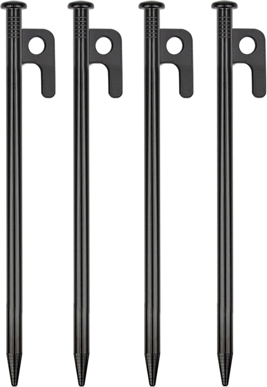 4 Pack Tent Stakes Heavy Duty Metal Tent Pegs for Camping Steel Tent Stakes 8 inch Unbreakable and Inflexible Black