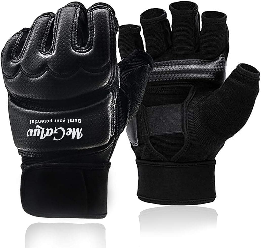 Kickboxing Gloves for Women Kids Men Punching Bag Gloves Karate Gloves Half Finger MMA Boxing Gloves UFC Gloves Taekwondo Sparring Gloves , Leather Material Black and White