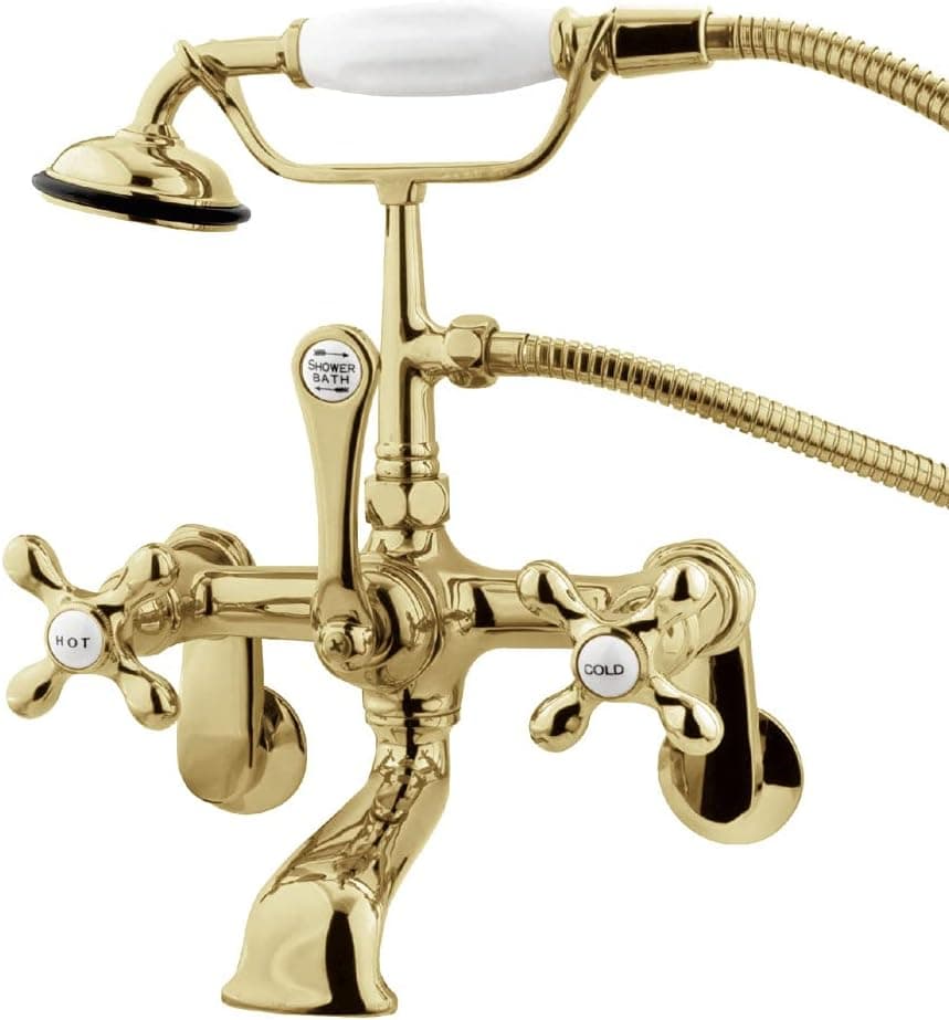 Kingston Brass CC57T2 Vintage Clawfoot Tub Faucet, 7-Inch Center, Polished Brass