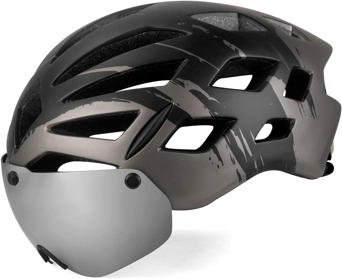 KINGBIKE Bike Helmet Bicycle Helmets Cycling for Adults Men Women Youth Detachable Magnetic Visor Shield Goggles UV4000 Protection LED Rear Light MTB Road Commute Street Specialized