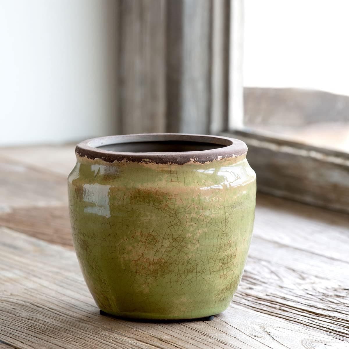 Park Hill Collection ECL00667 Chartreuse Glazed Ginger Jar, 6-inch, Medium, Ceramic