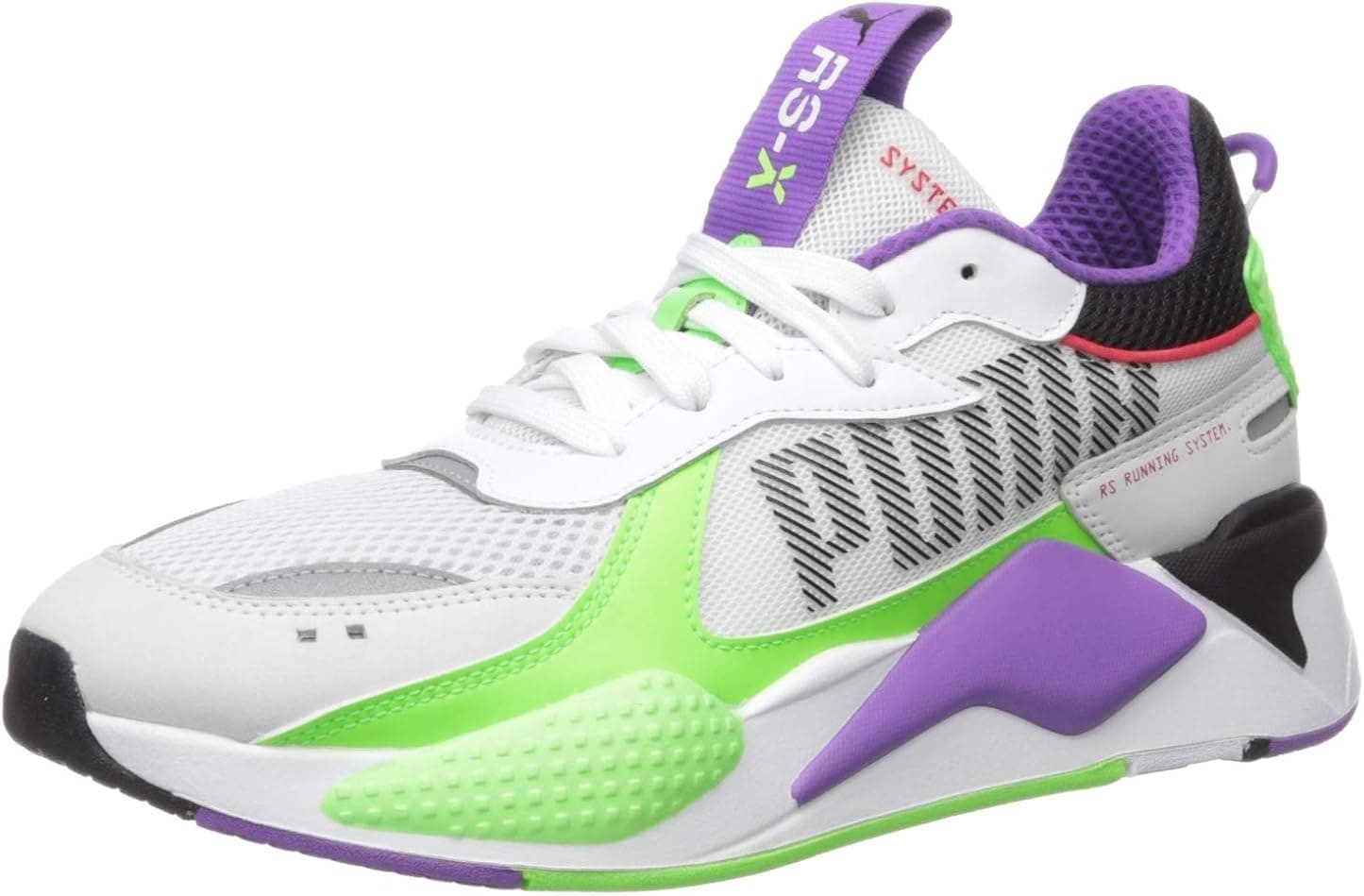 Puma Unisex-Adult RS-X Sneaker, White-Green Gecko-Royal Lilac, 12 M US