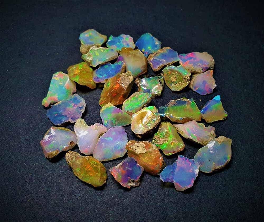 Ethiopian Opal Rough 35.10 Cts Lot Natural Multi Color Ethiopia Fire Opal Rough | Raw Crystal Gemstone | Ethiopian Gemstone for DIY Jewelry Making Supplies | Chakra Healing