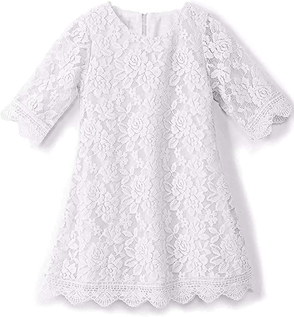 Qmislg Girls Lace Dress Flower Dresses Easter Dress Baby Vintege Floral Special Occasion Dress