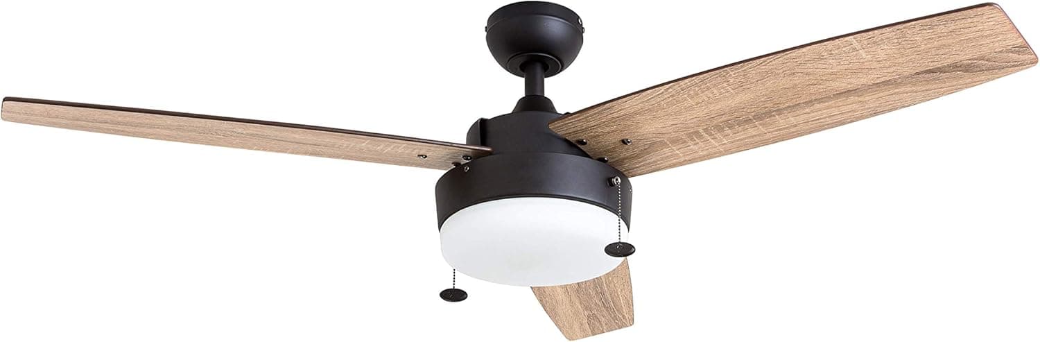 Prominence Home Statham Ceiling Fan - 52-in Dual Mount Indoor Fan with Pull Chain - LED Ceiling Fan with Light - Contemporary Room Fan with Dual Finish Blades - 51018-01 (Espresso)