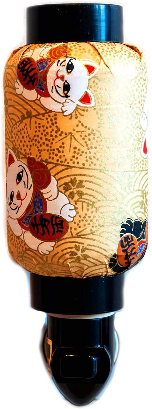 Oriental Lantern Night Lights Welcome Cat Designer Night Light Home Nursery Night Lights Beautiful Washi Paper Art (Welcoming Cat)
