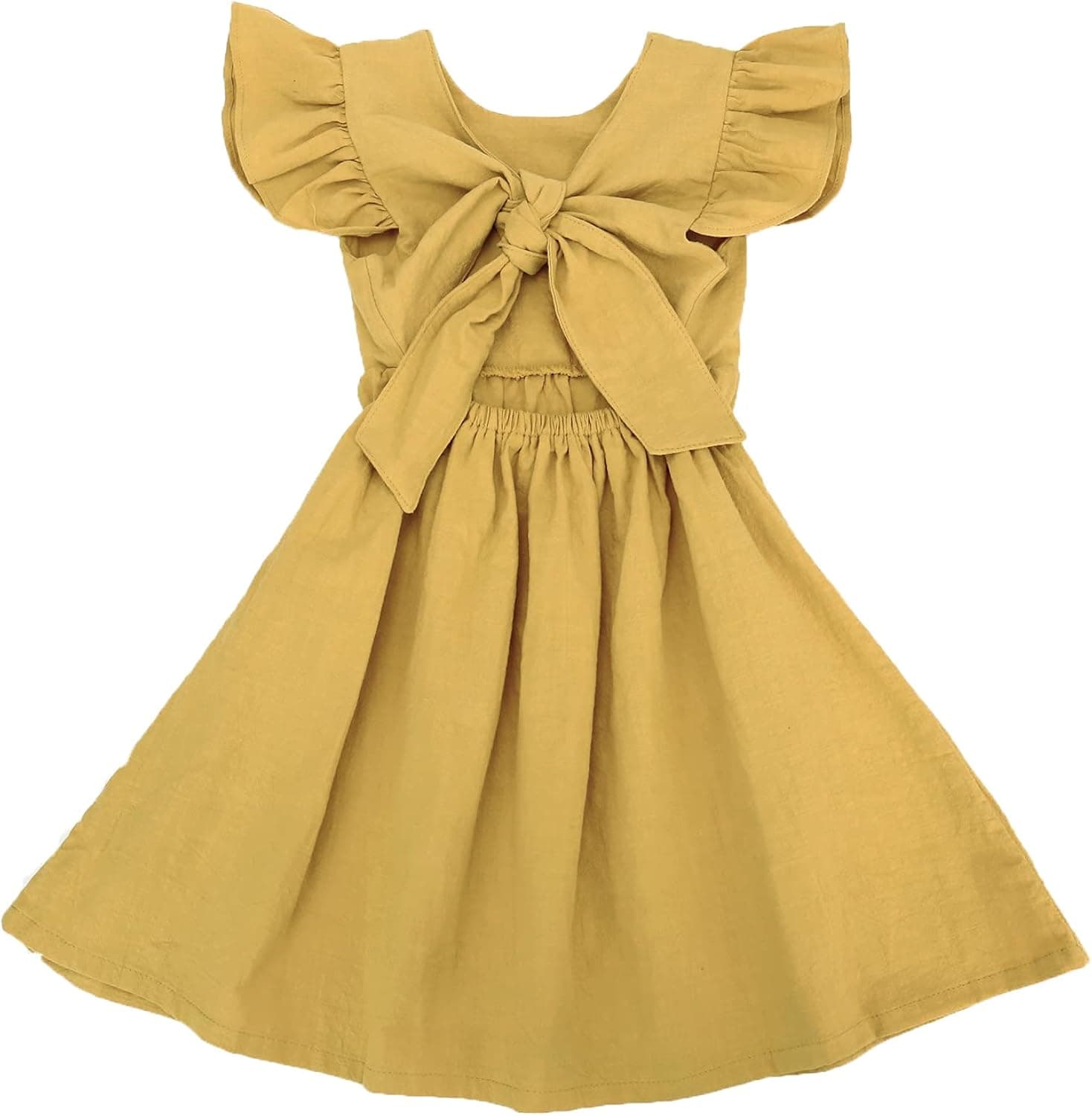 Toddler Baby Girl Dress Summer Cotton Linen Ruffle Halter Sleeveless Kids Casual Beach Party Dresses 1-6 Years