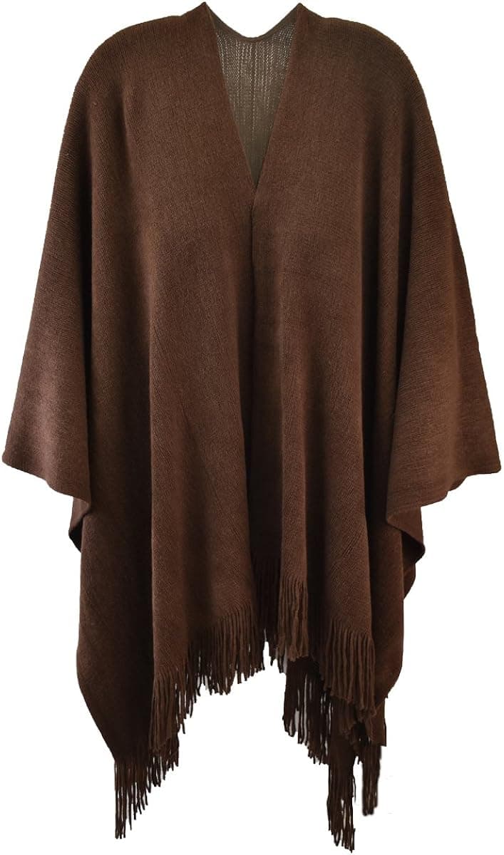 Modadorn New Basic Solid Winter Ruana Fringe Women's Fashion, Shawl & Accessories