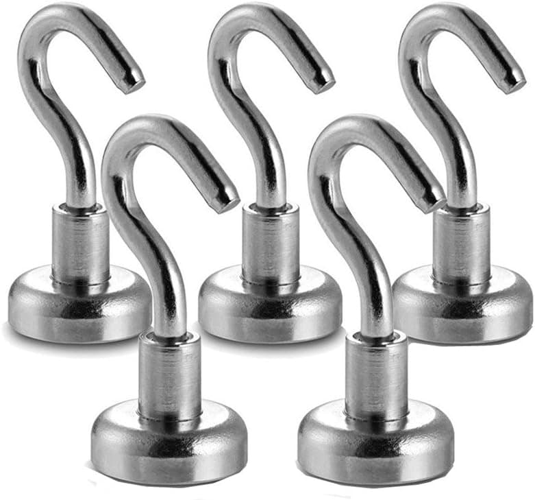 Haplain Powerful 5 Pack Round Shape Magnet Hooks Heavy Duty Mount Hook Holder Towels Tools Keeper 5.5KG