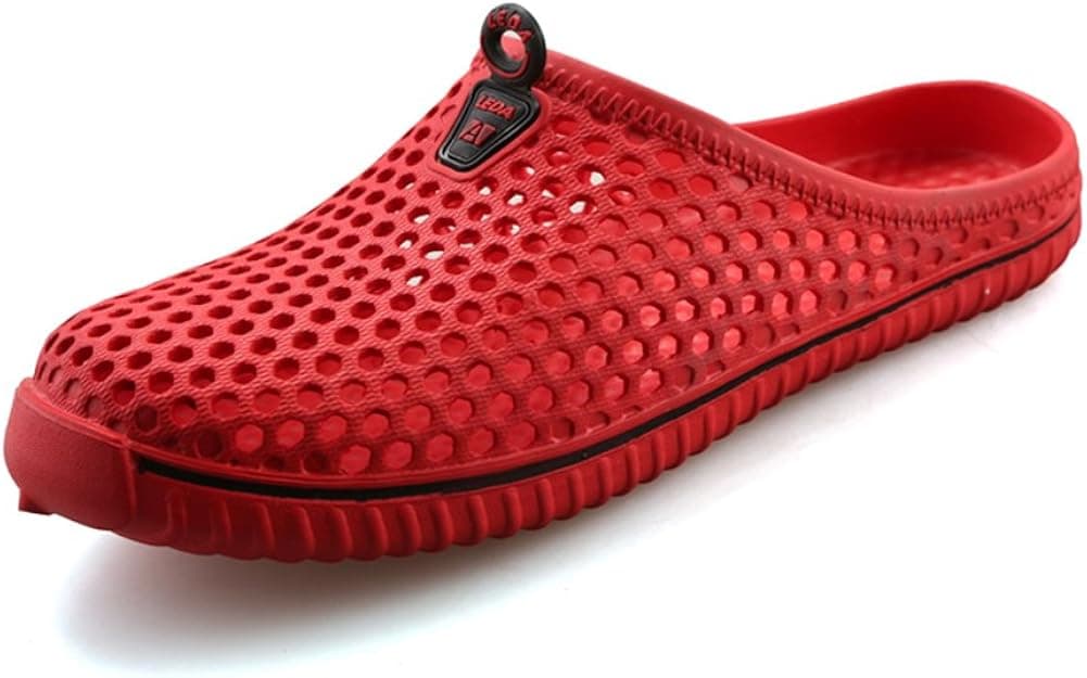 Quick-dry Garden Clogs Shoes Lightweight Walking Sandal Slippers Non-slip Floor Bath Slippers Men Women,43 EU(11 B(M)US),Red