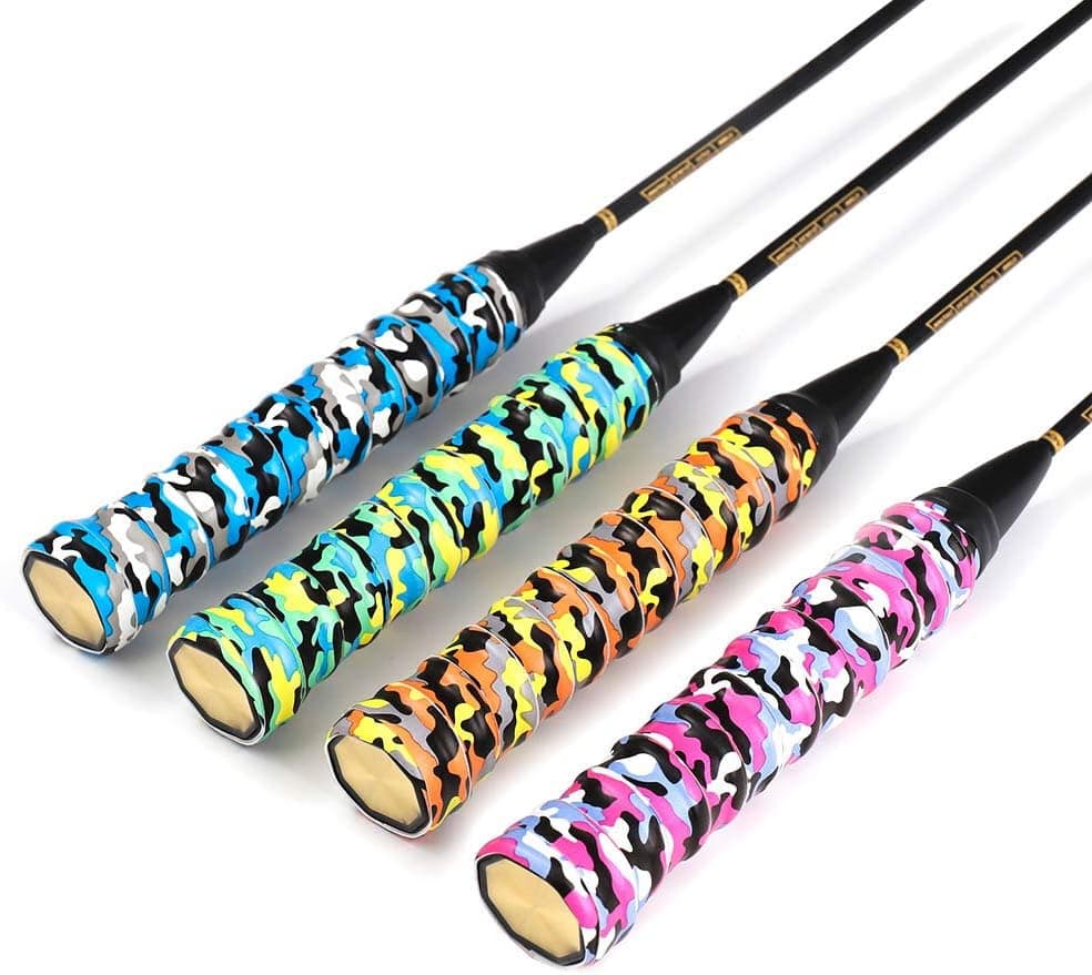 AhlsenL 4 Pack PU Badminton Racket Grip Non-Slip Tennis Grip Unique Color Pattern Overgrip Tape Suitable for Tennis overgrip Squash Racquet Pickleball Baseball Badminton Bicycle Fishing