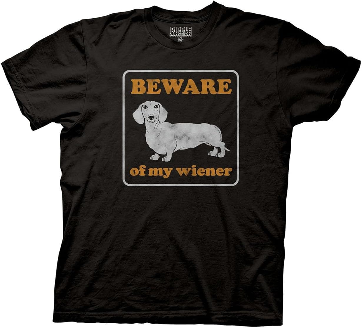 Ripple Junction Orignal Beware My Wiener Adult Big and Tall T-Shirt XXX-Large Tall Black