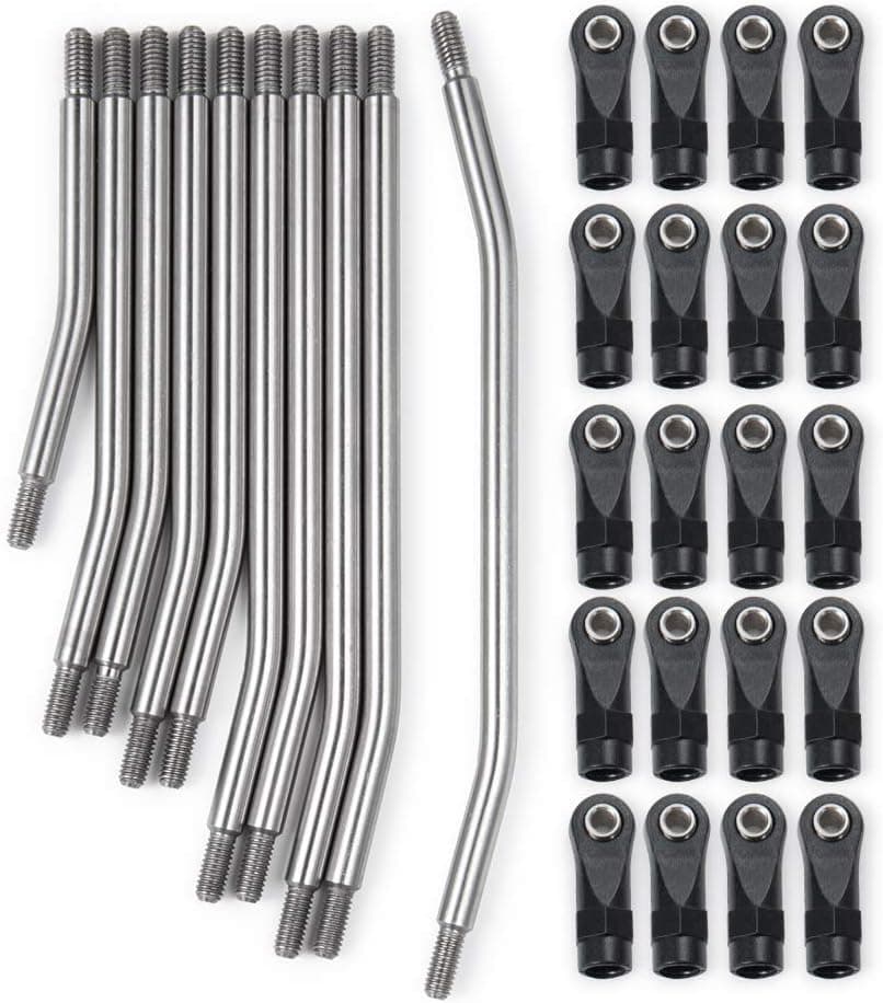 RCLions Stainless Steel Link Rod Linkage 324MM Wheelbase for Axial SCX10-II AX90046 90047 Whole Car Upgrade Parts