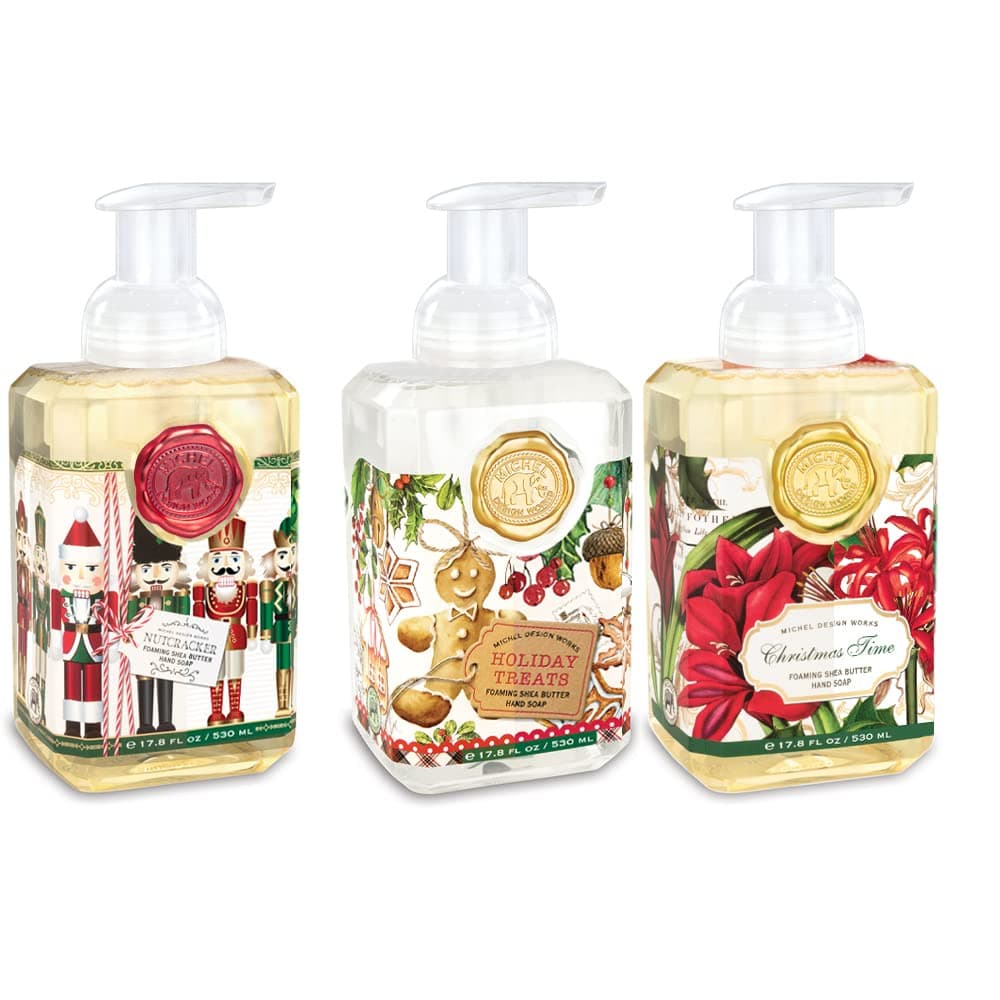 SPECIAL HOLIDAY EDITION: Michel Design Works 3-PACK Holiday Foaming Soaps - Christmas Time, Nutcracker, Holiday Treats