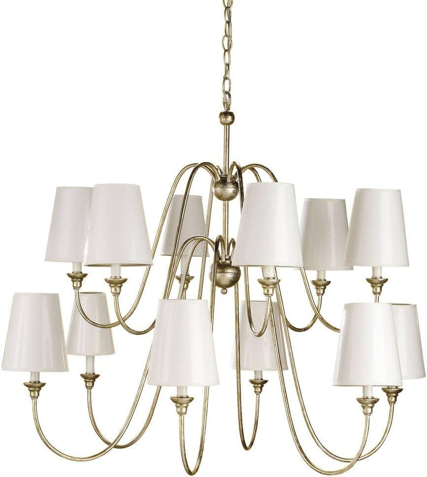 Currey and Company 9289 12 Light Orion Chandelier, Silver Leaf Finish