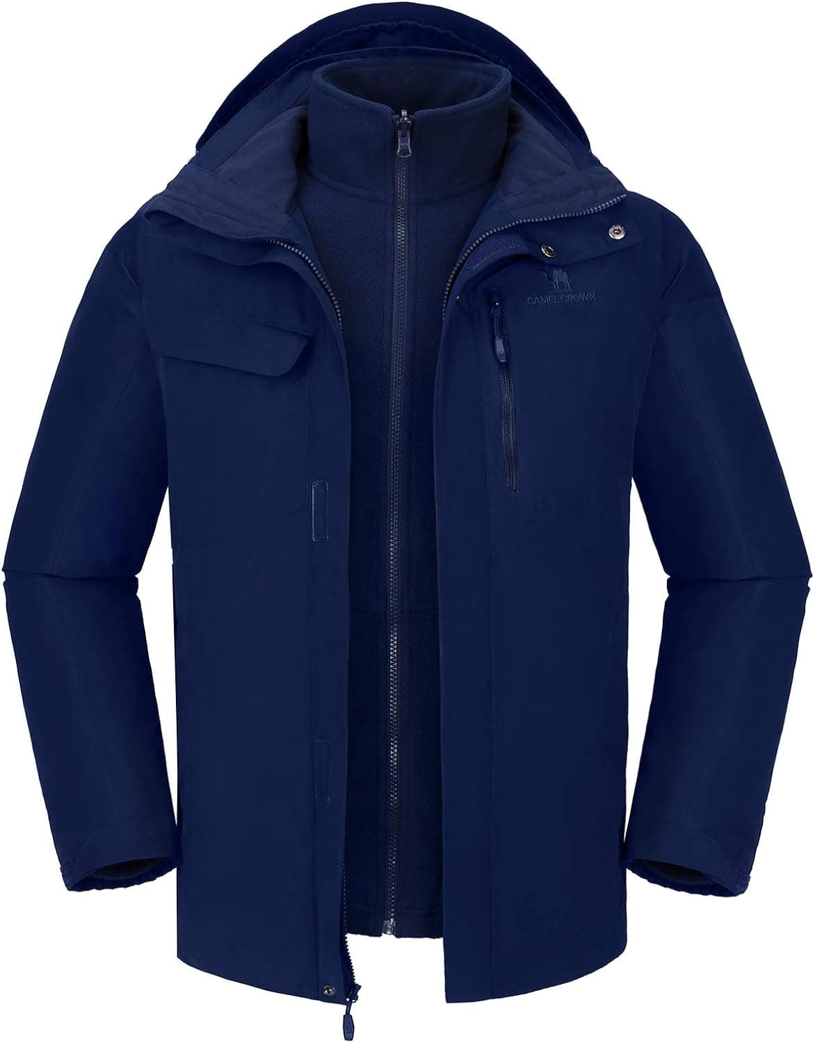 CAMELSPORTS Men's Mountain Ski Jacket 3 in 1 Waterproof Winter Jacket Warm Snow Jacket Hooded Rain Coat Windproof Winter Coat