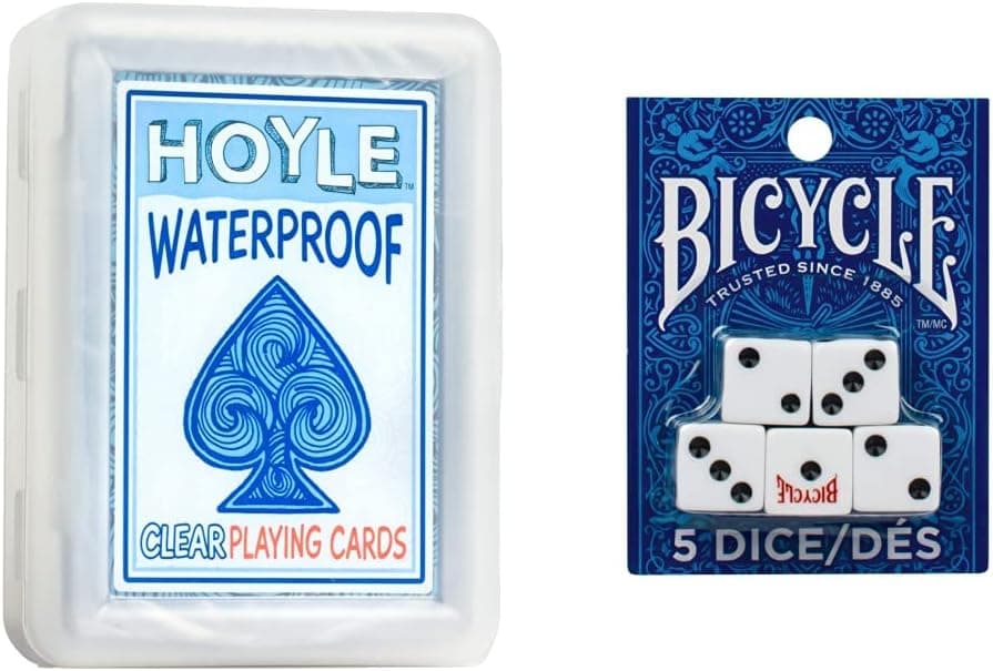 Bicycle and Hoyle Waterproof Tailgate Bundle: Hoyle Waterproof Playing Cards and Bicycle 5 Count Dice Pack