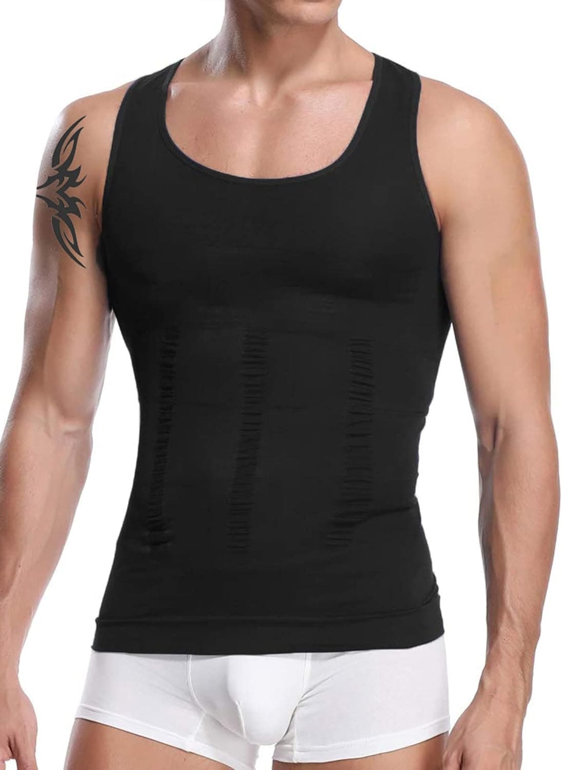 HANERDUN Mens Slimming Shirt Body Shaper Vest Compression Shirt Tummy Control Shapewear Abdomen Undershirt