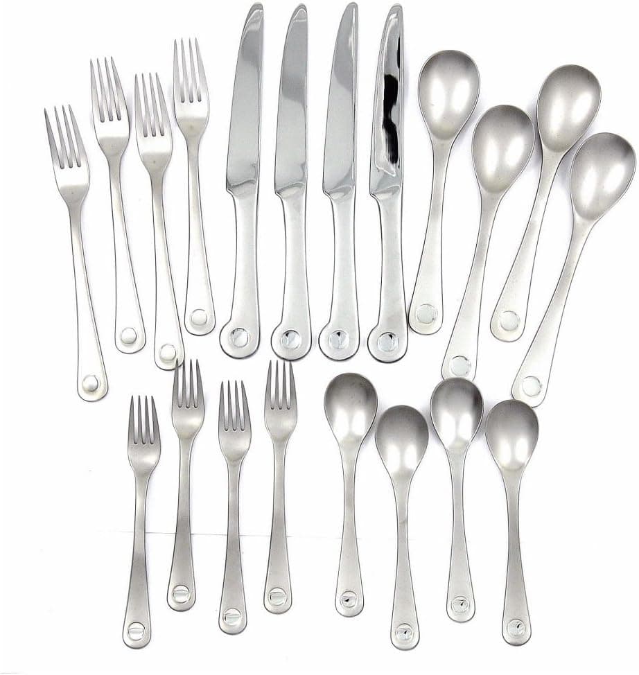 Ginkgo International Pendulum 20-Piece Stainless Steel Flatware Place Setting, Service for 4