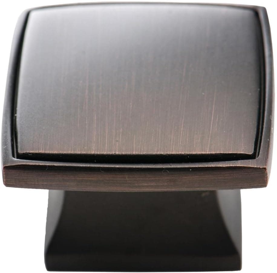 Southern Hills Oil Rubbed Bronze Cabinet Knobs - Pack of 5 - Square Cabinet Knobs - Kitchen and Vanity Cupboard Drawer Pulls SH0217-ORB-5
