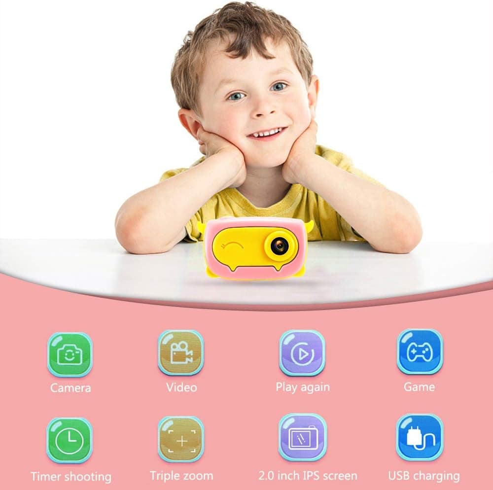 Kids Camera Children Digital Cameras 1080P 2.0" HD IPS Screen Toddler Video Recorder Great Gifts for Kids Included 32GB Micro SD Card