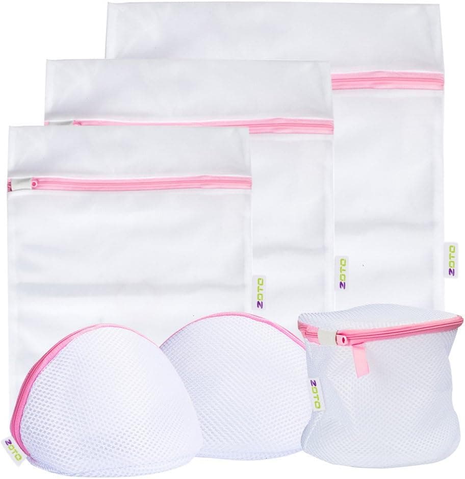 ZOTO Laundry Wash Bag, 6 Set Mesh Dedicates Bra Washing Bag with Zipper, Lingerie Garment Bag for Net Washer Dryer Washing Machine Protect Underwear,Hosiery,Sock,Baby Cloth,Travel Laundry Bag