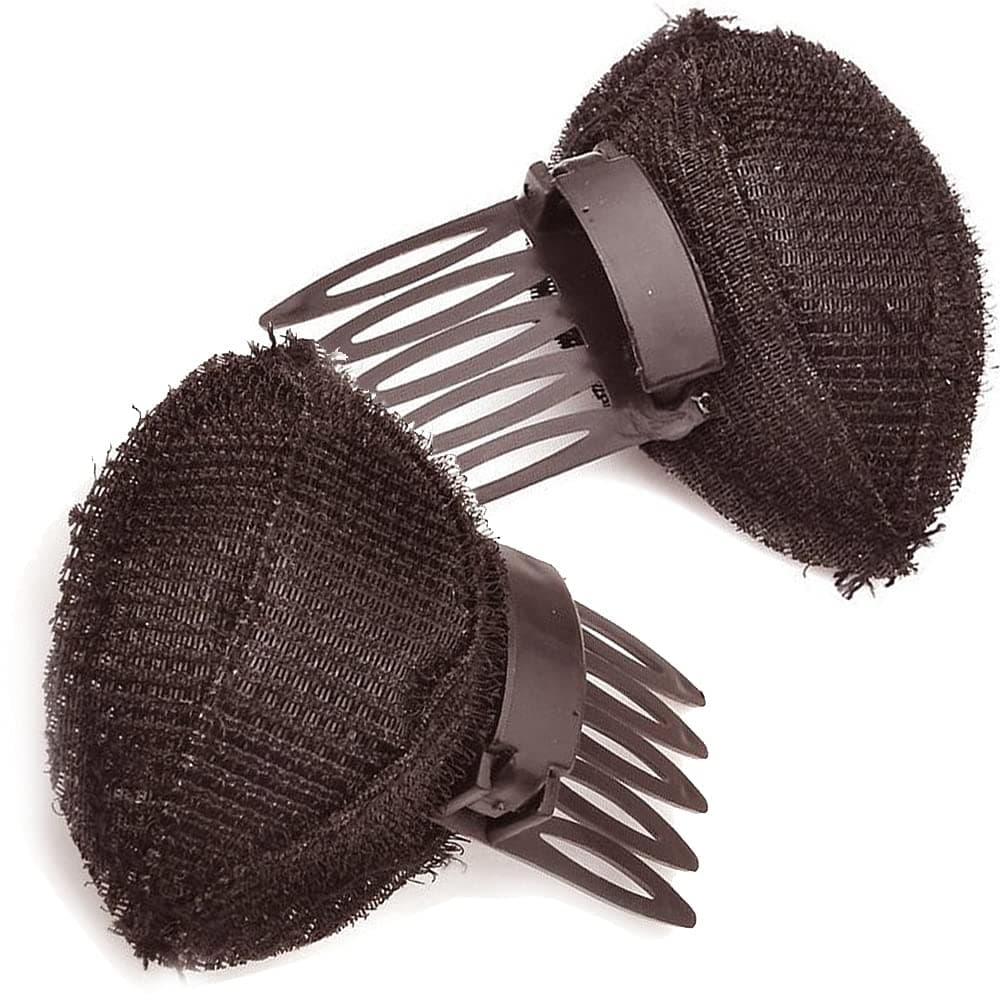 Insert comb Front Hair Bangs Bumpit Bump Up Volumn Increase Styling Pin Clip Back Beehive Hair Tool Insert Tool with hair booster cushion for women girl Fluffy Hair Styling Accessories (Brown+Black)