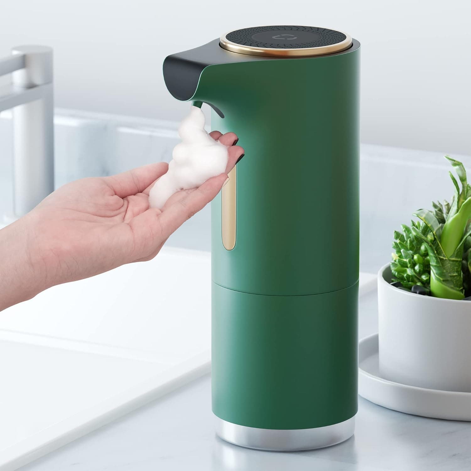 Automatic Soap Dispenser, VIBIRIT Touchless Rechargeable Soap Dispenser,3 Levels of Adjustable Sensor Foaming Soap Dispenser,300 ml/10.14OZ