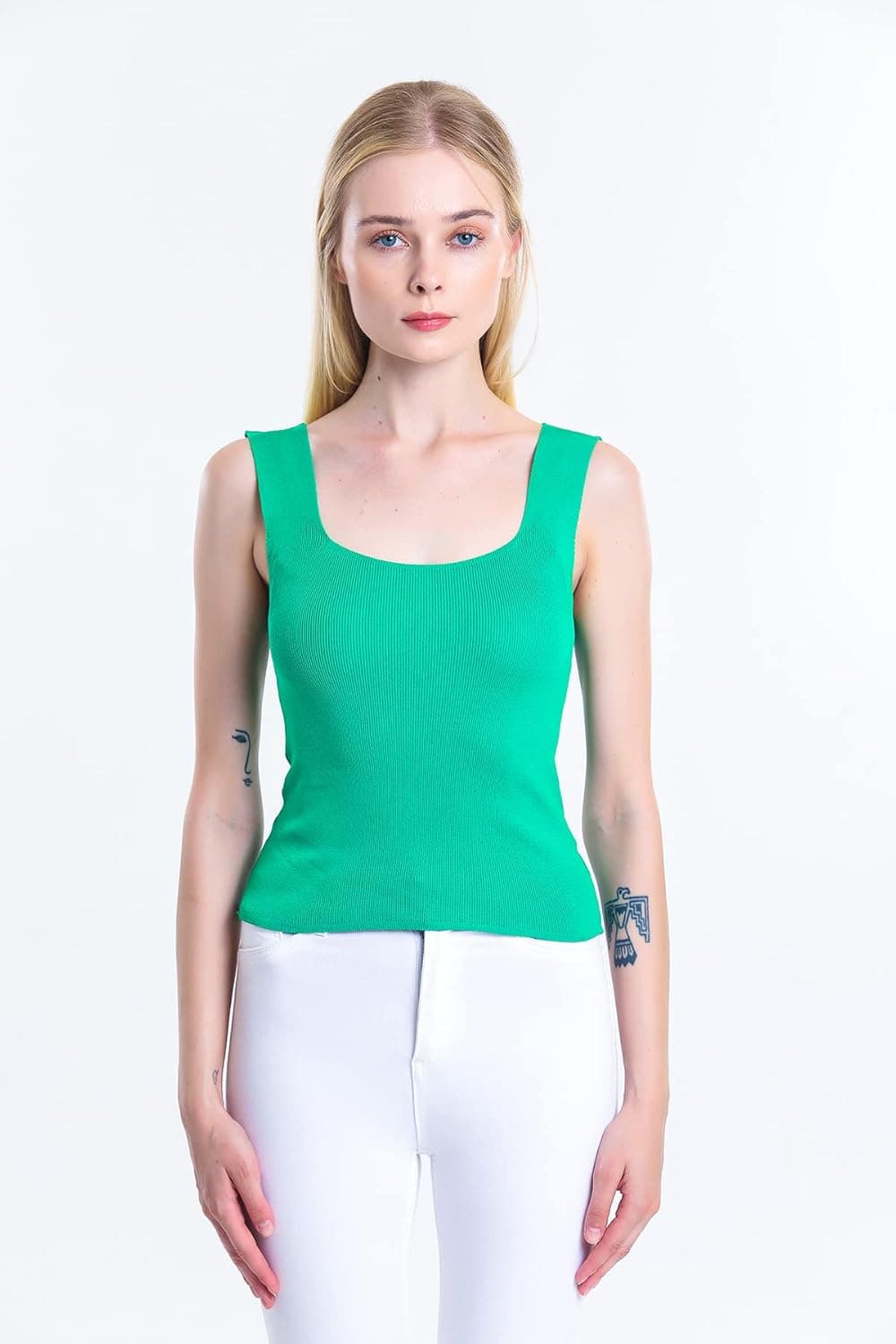Womens Soft Casual Tank Tops, Sleeveless Stretchy Ribbed Scoop Neck Shirt Top