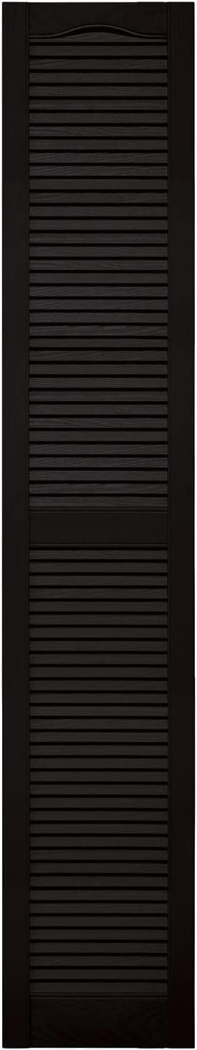 12"W x 43"H Mid-America Vinyl, Standard Size Cathedral Top Center Mullion, Open Louver Shutter, w/Installation Shutter-Lok's & Matching Screws, 002 - Black