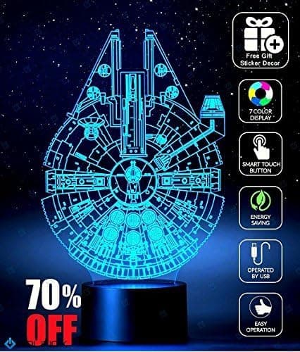 Star Wars Lamp Death Star 3D Set + Millennium Falcon Light Awesome Gift for Star Wars Fans 75159 (MT471) Starwars Gifts