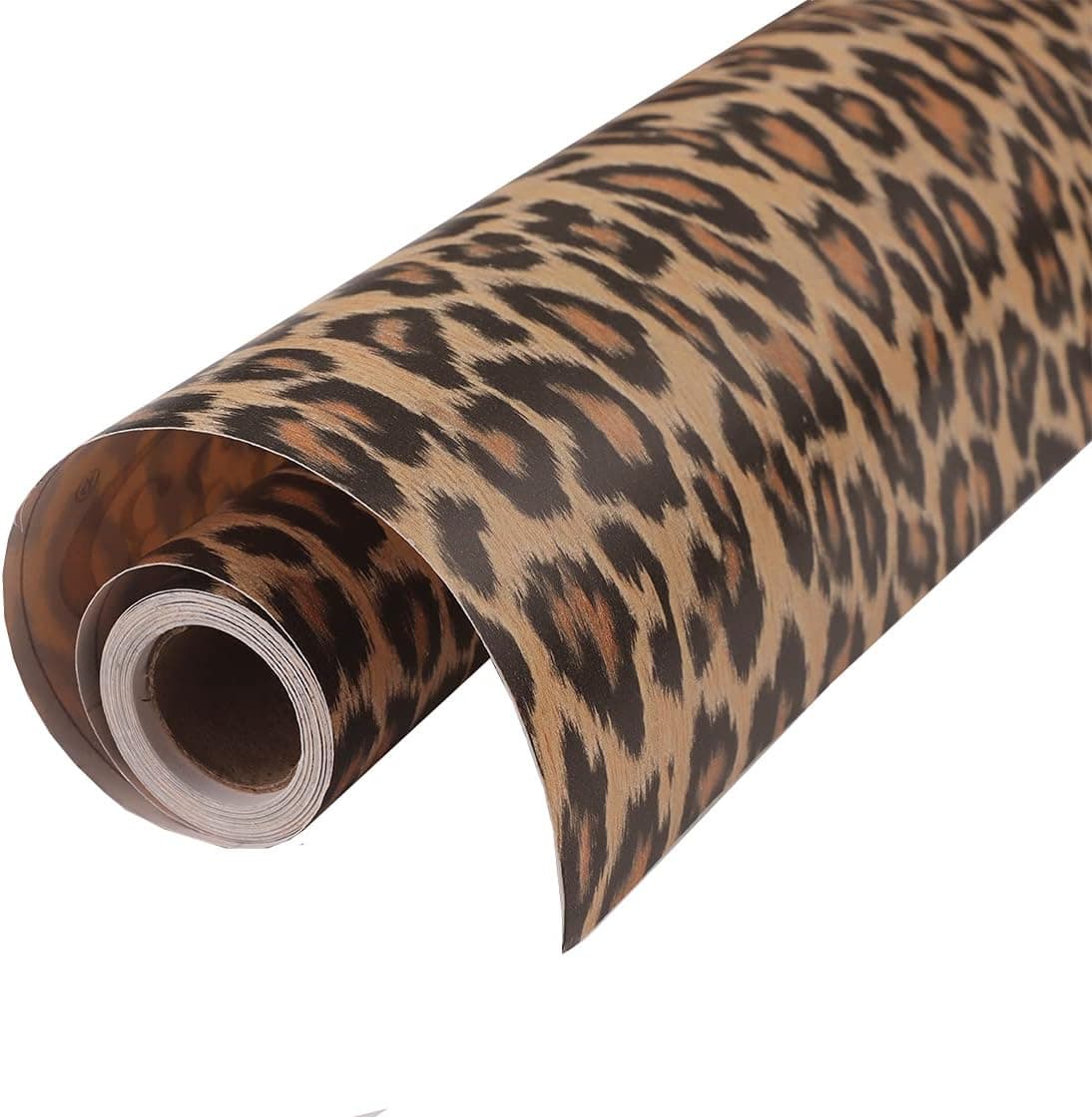 Self Adhesive Thick Vinyl Decorative Leopard Shelf Liner Contact Paper for Cabinets Dresser Drawer Furniture Walls 15.7X117 Inches