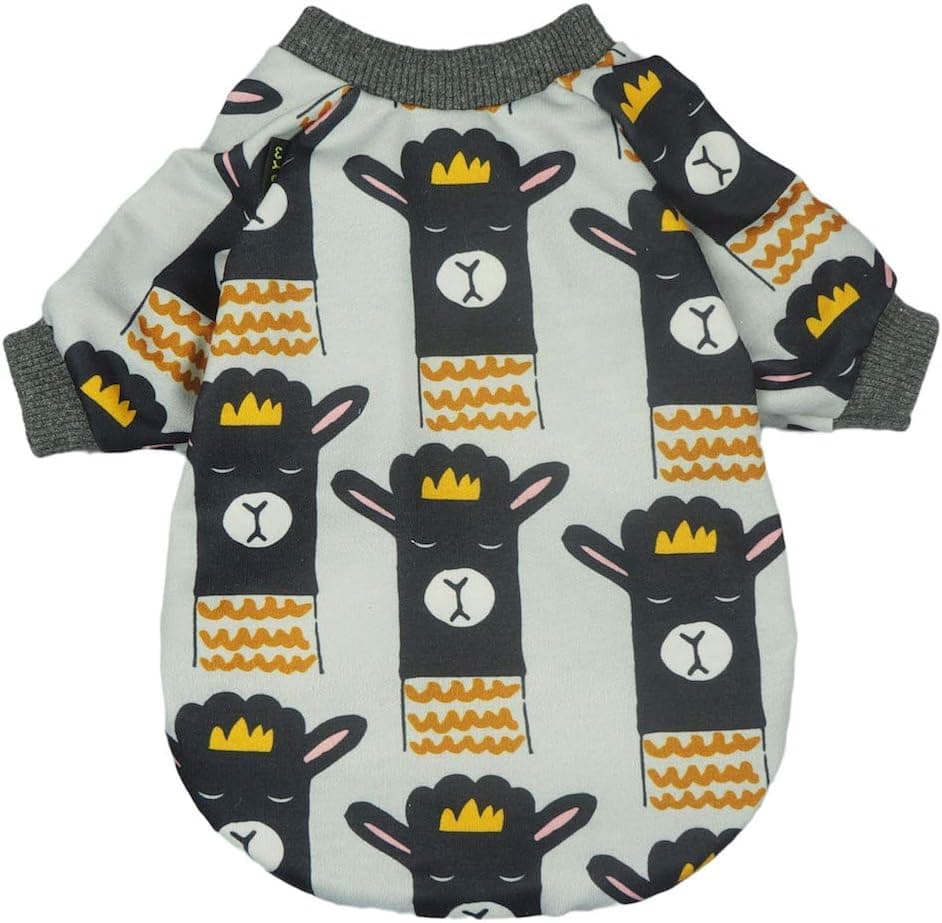 Fitwarm Funny Lama Pet Clothes for Dog Shirts Cat T-Shirts Pullover Grey XS