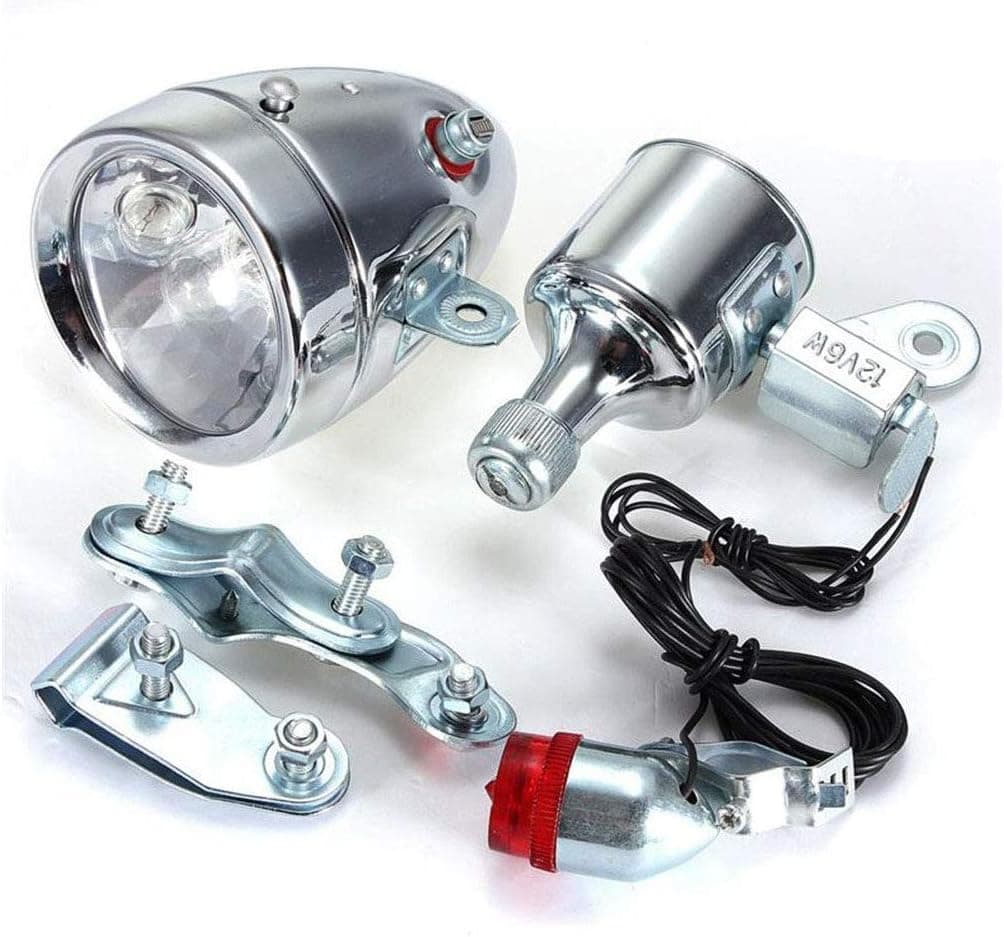 lehaha Vintage Bicycle Motorized Bike Friction 12V 6W Generator Headlight Tail Light