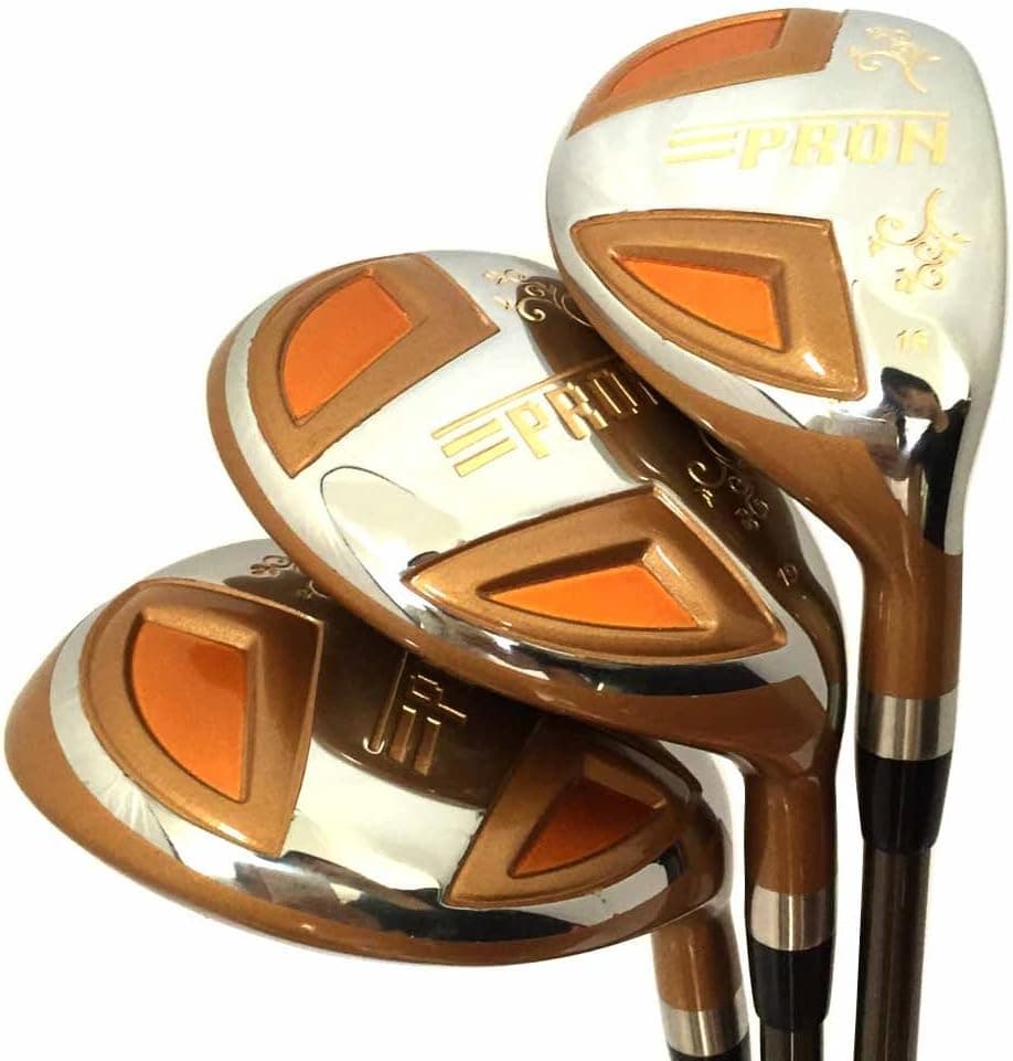 Japan Epron TR Gold Hybrids Golf Club Wood Set + Leather Cover(16, 19, 22 Degree Loft, Pack of 3)