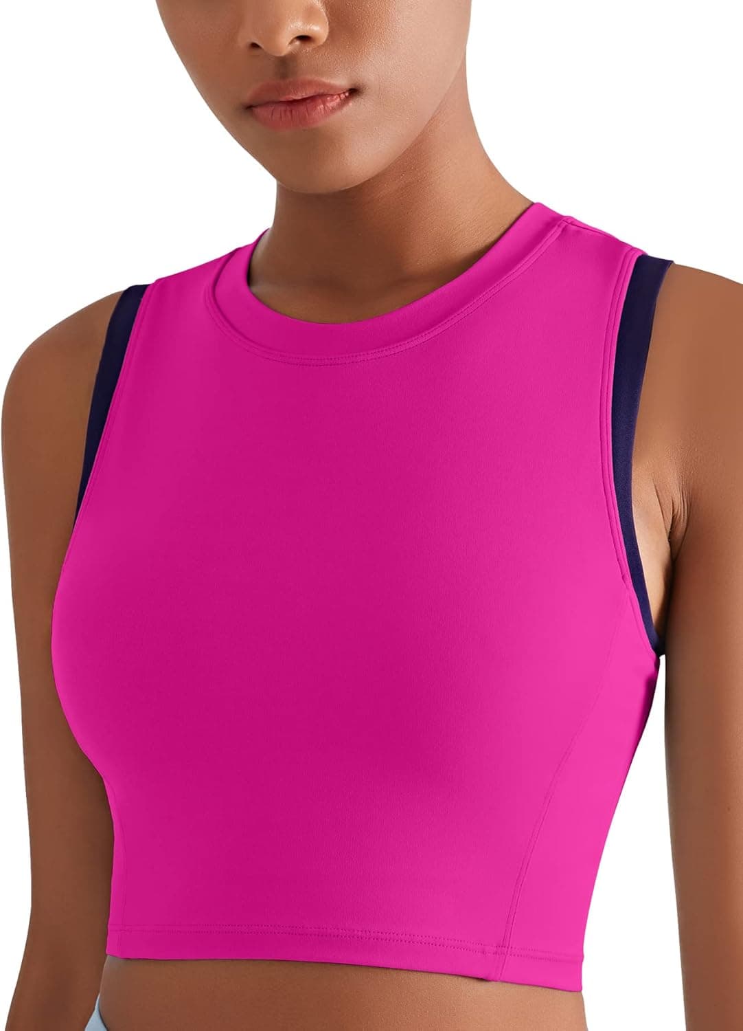 High Neck Sports Bra for Women Longline Full Coverage Sports Bras Medium Impact Padded Workout Crop Tops for Yoga Gym