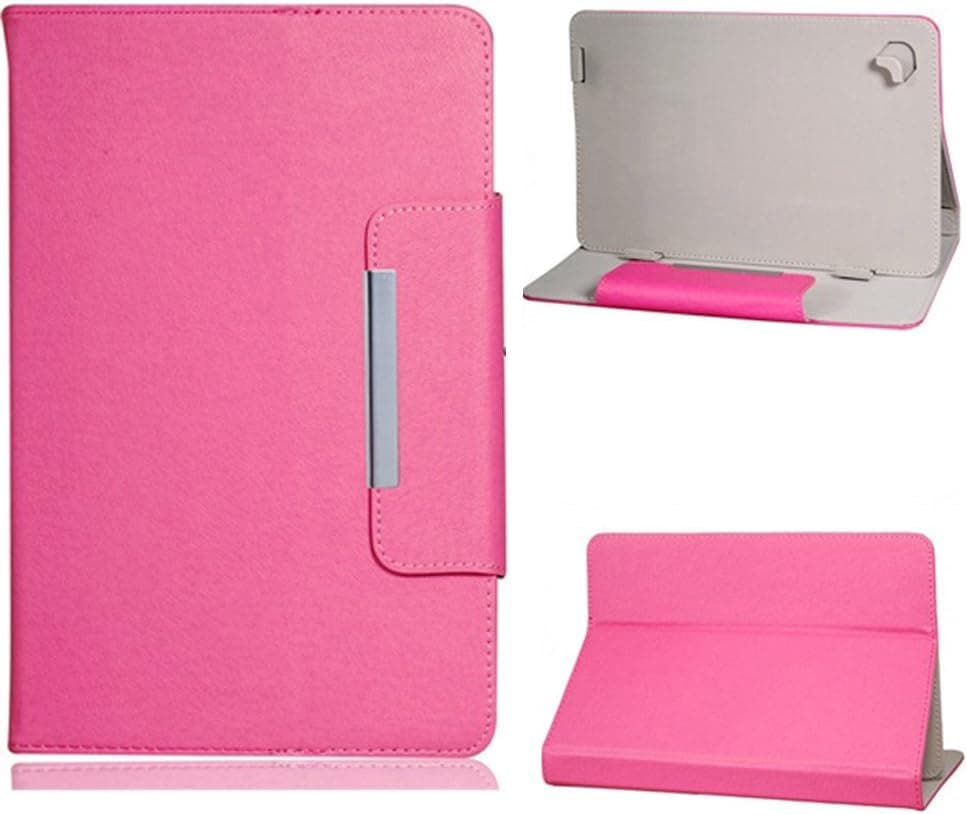 Ushoppingcart Universal Brand New Universal 9-inch Faux leather Folio Stand Flip Protection Guard carrying Case Cover with magnet button For 9-inch Android Tablet PC (magnet closure: Hot Pink)