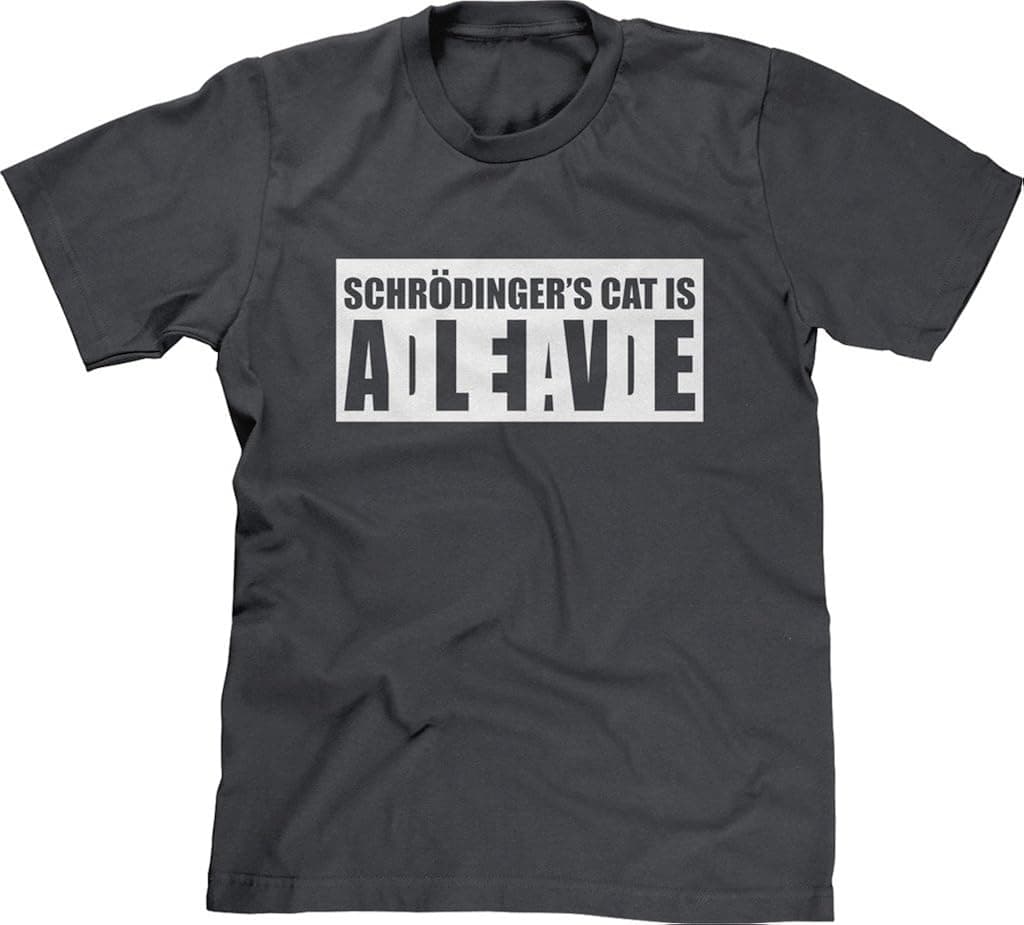 Blittzen Mens T-Shirt Schrodinger's Cat Alive Dead