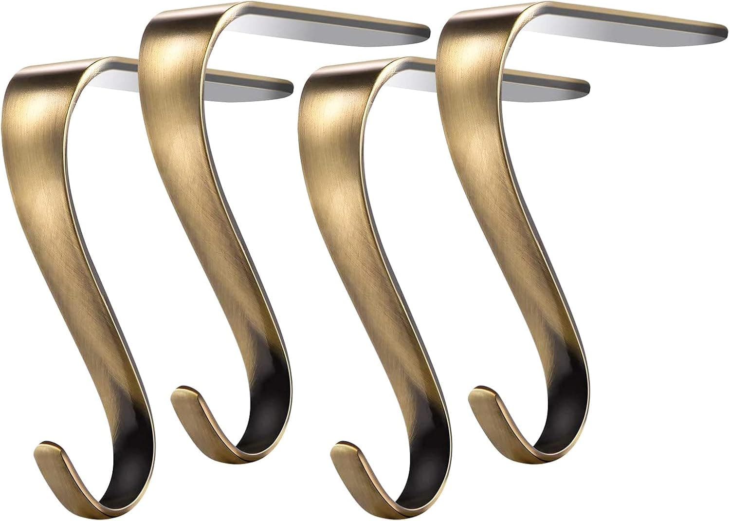 CARAKNOTS Christmas Stocking Holder Bronze Stocking Hangers for Mantel Set of 4 Rustic Stocking Holders for Mantle Fireplace Stocking Hooks for Christmas Holiday Decoration