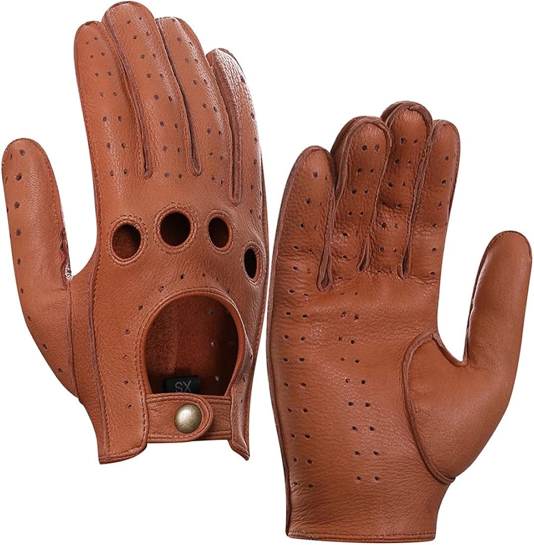 Harssidanzar Mens Deerskin Leather Driving Gloves Motorcycle Gloves For Men Unlined